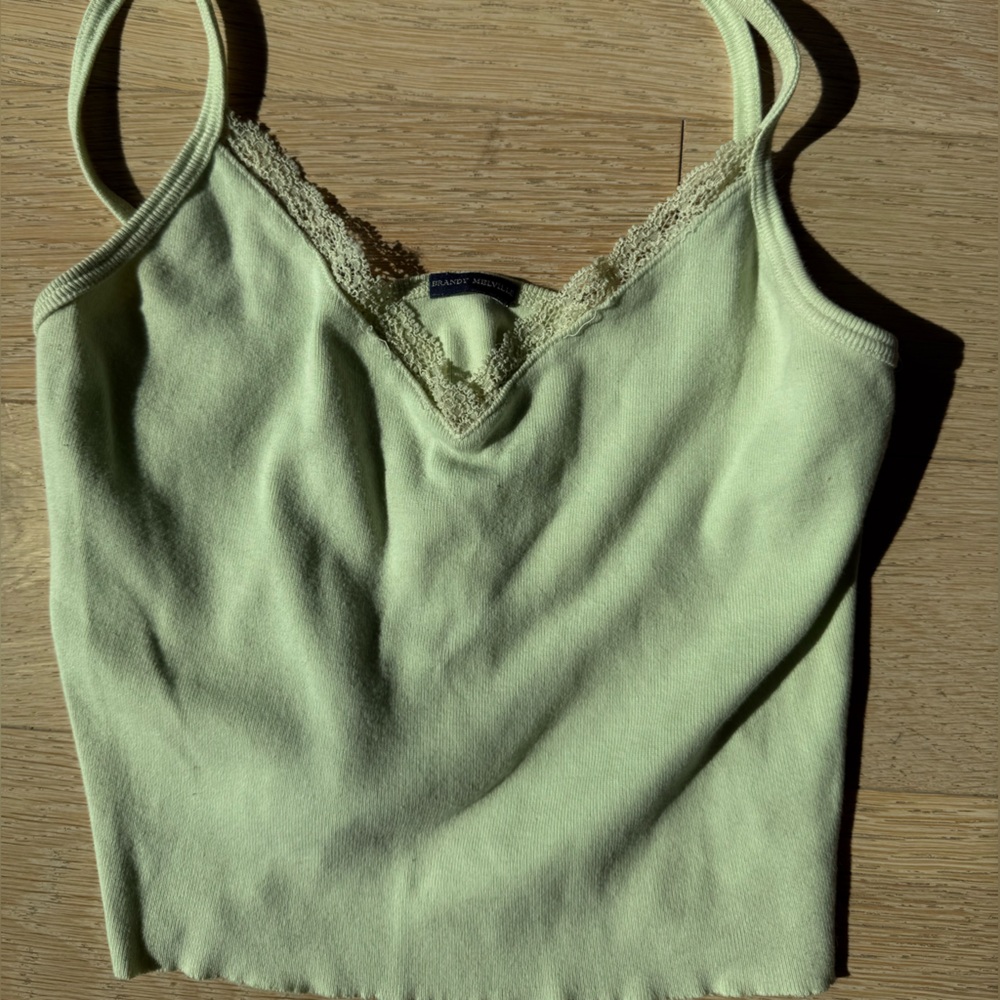 Brandy Melville Lace-Trim Light Green Cami Tank